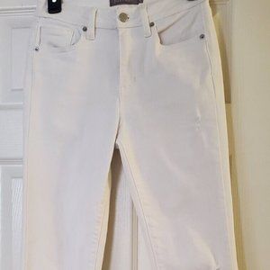 JUSTUSA size 2 White Slightly Distressed Denim Uneven Frayed Hem 5 pocket design